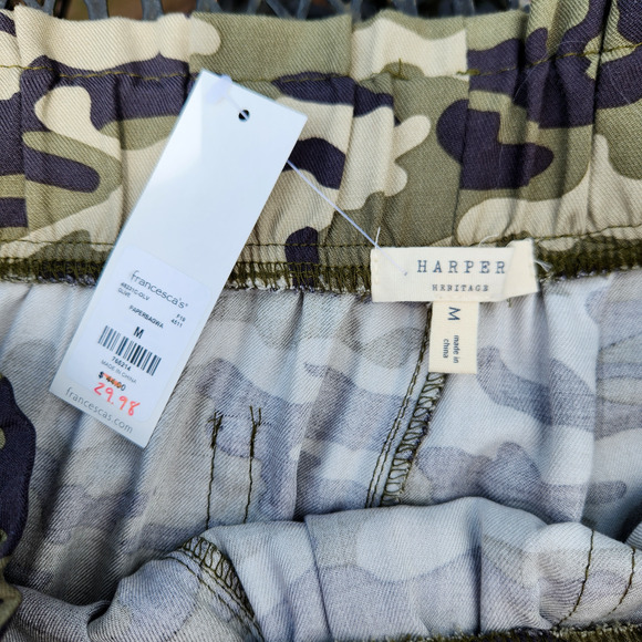 Francesca's Harper Heritage Roz Camoflague Joggers Women's M Paperbag Waist - Picture 12 of 14